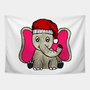 Cute Christmas Elephant adorable little animal for Holidays Tapestry