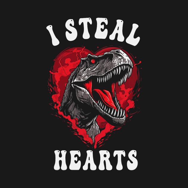 Boys Valentines Day Dinosaur I Steal Hearts Men Love T Rex by Neldy