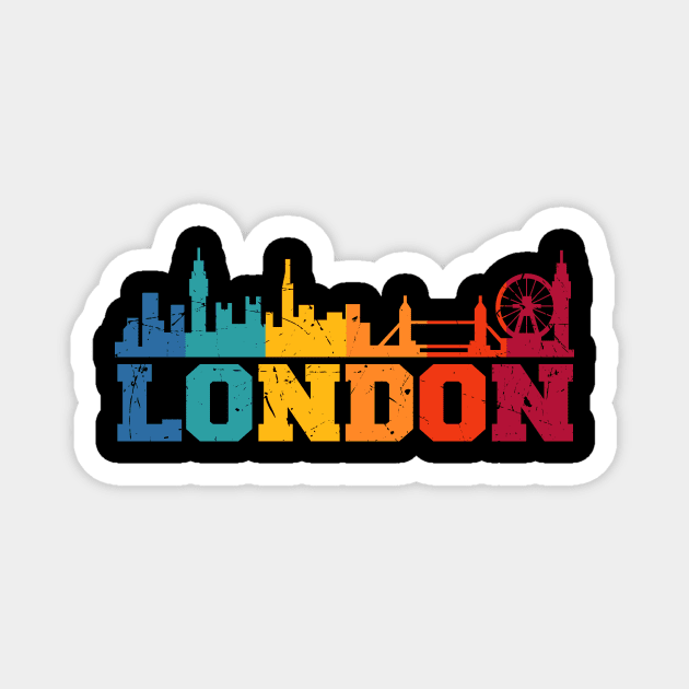 London Retro Skyline UK Magnet by Foxxy Merch