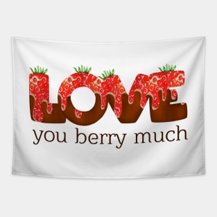 Love You Berry Much - Funny Strawberry Pun Tapestry