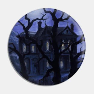 Spooky House at Night Pin