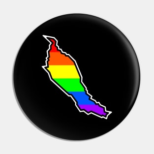 Denman Island Silhouette - Pride Flag - Bright Rainbow Colours - Denman Island Pin