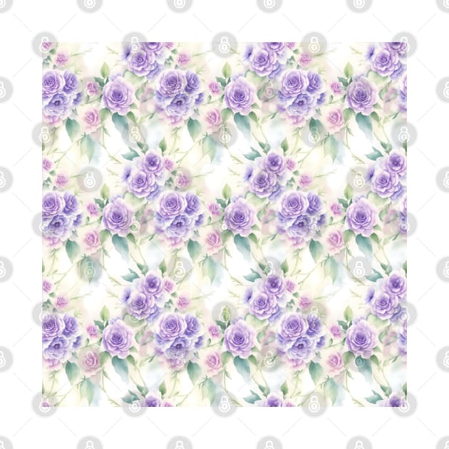 Watercolor Lilac  Roses Flower Art by Victoria's Store