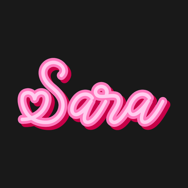 Sara name pink heart by maoudraw