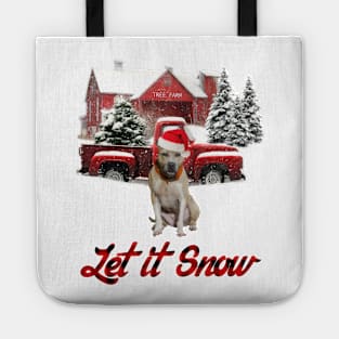 Pitbull Let It Snow Tree Farm Red Truck Christmas Tote