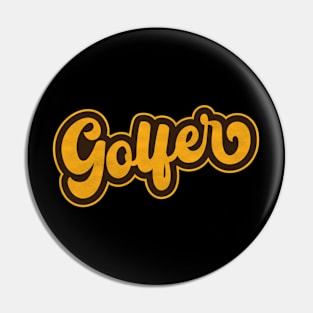 Retro Vintage 1970s Groovy Lettering Golfer Pin