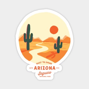 Cool Retro Saguaro National Park, Arizona Summer Travel & Adventure Art Magnet