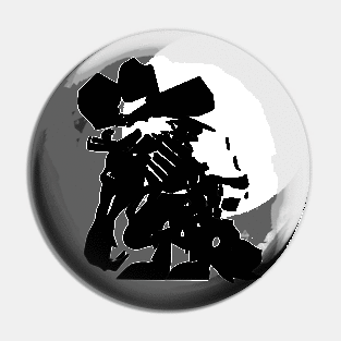 Werewolf (wild west outlaw) minimal silhouette white Pin