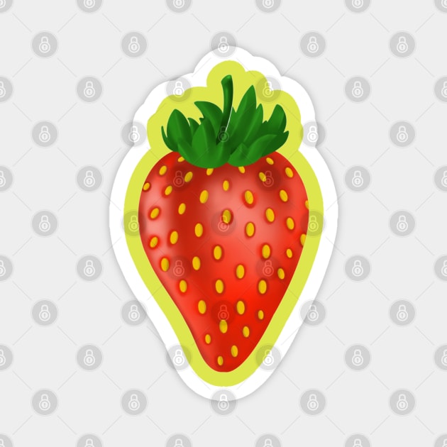 Strawberry Fruit Magnet by Print Art Station