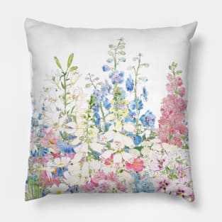 beautiful secret garden ink and watercolor Pillow