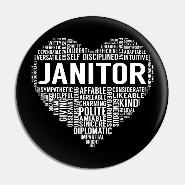 Janitor Heart Pin by LotusTee