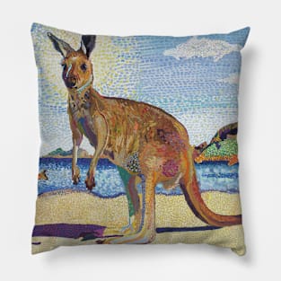 Kangaroos on beach Pillow