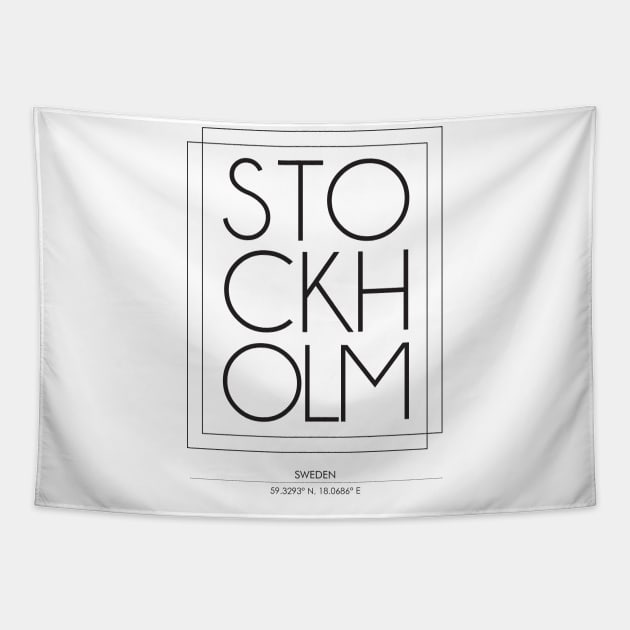 Stockholm city minimal typography 2 Tapestry by StudioGrafiikka