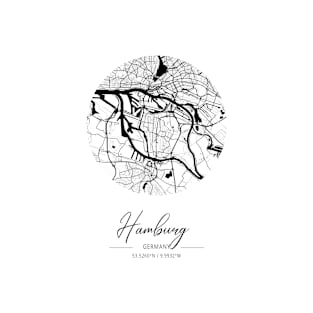 Hamburg - Germany Black Water City Map T-Shirt