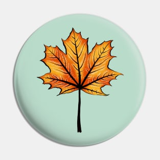 Yellow Orange Autumn Leaf Decorative Botanical Art Pin