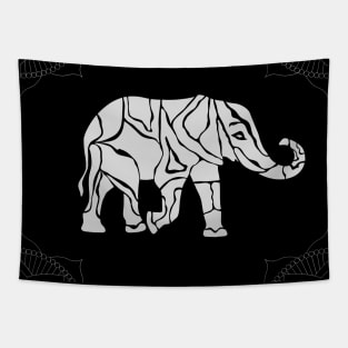 A wandering elephant with mandala pattern print Tapestry