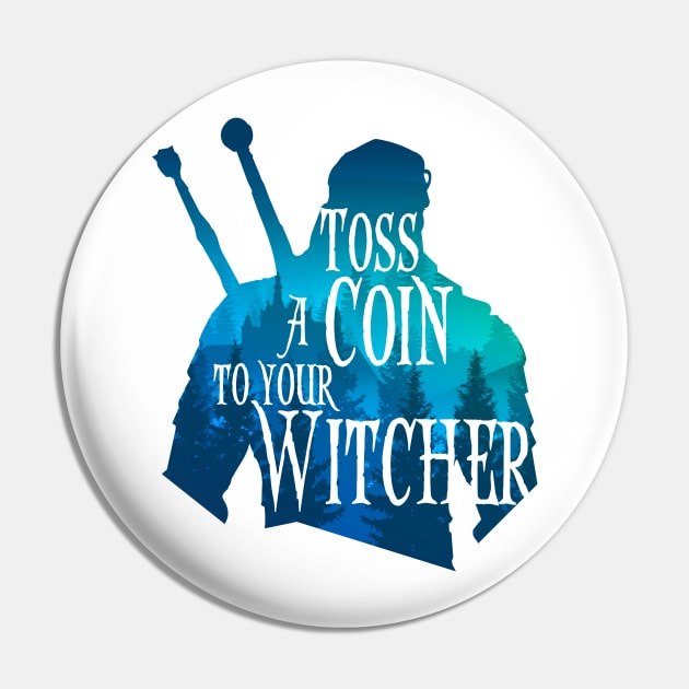 Witcher silhouette: Toss a Coin Pin by Rackham