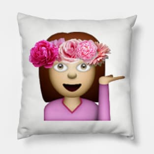 Emoji girl flower Pillow