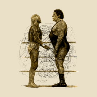 Andre the Giant vs Hulk Hogan Pencilart T-Shirt