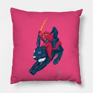 vivamagenta's cat-rider on blueriver rabbit Pillow