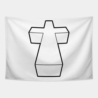 Justice Cross Minimalistic Clean and Simple Black on White Tapestry