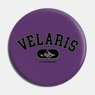 ACOTAR Velaris College Sweatshirt Logo Purple Background Pin