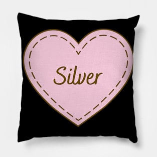 I Love Silver Simple Heart Design Pillow