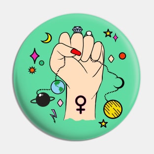 Women with Universe in Hands Pin