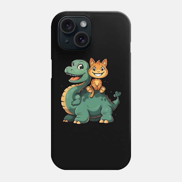 Cat Dinosaur Park Madness Phone Case by skeleton sitting chained