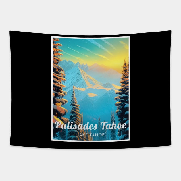 Palisades Tahoe Lake Tahoe Ski Tapestry by UbunTo