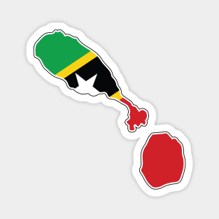 St Kitts and Nevis National Flag and Map Magnet