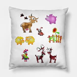 Animals on the farm countyside Pillow