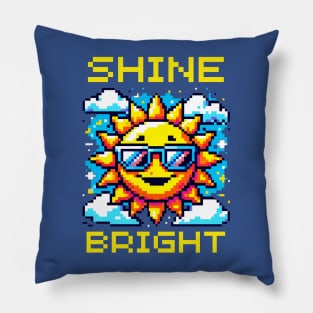 Pixel Sun Smile - Vibrant Retro Sunshine Pillow