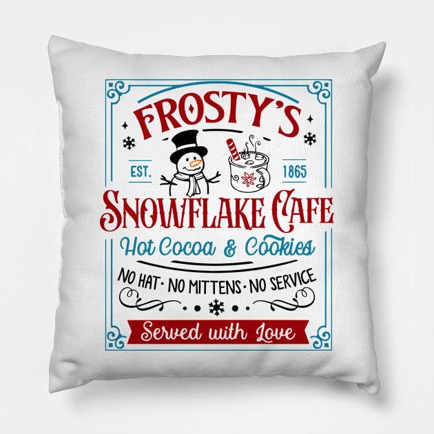 Frosty Snowflake Christmas Embrace the Holiday Snowman Pillow by Rene	Malitzki1a