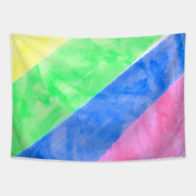 Blue pink green yellow watercolor abstract Tapestry by Artistic_st