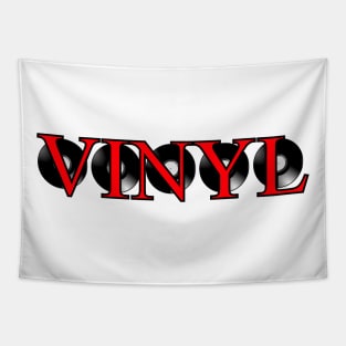 Retro Vintage Vinyl Record Red Typography Tapestry