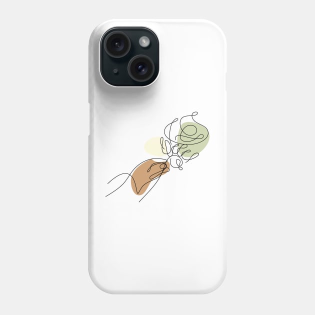 Flower Bouquet Shape Minimalist Line Art Drawing Phone Case by Twiri