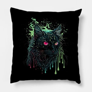Cat and splatter Pillow