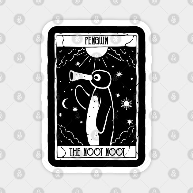 Noot Noot Funny Penguin tarot card Vintage Rainbow Distressed Magnet by A Comic Wizard