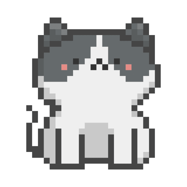 Pixel Quiet White Grey Eyes Cat 56 by Infinite Mew Mew