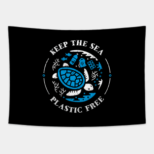 Keep the Sea Plastic Free Underwater Scene Tapestry