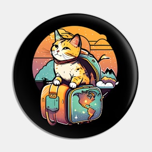 Colorful Cat Travel In The World - Funny Cats Pin