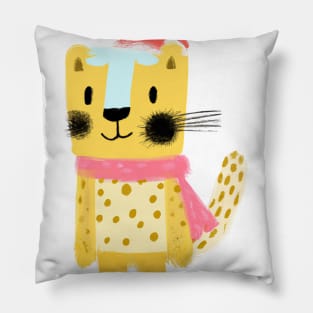 Cute Leopard Drawing Pillow