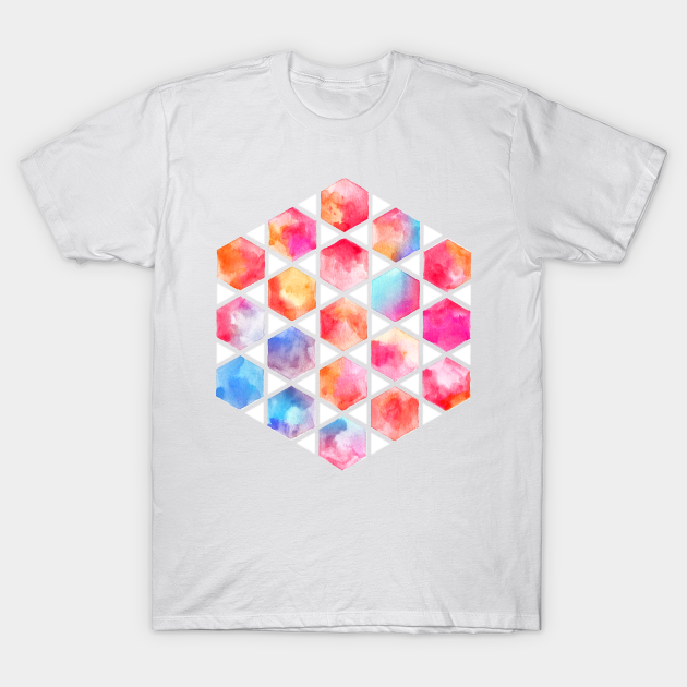 Discover Radiant Hexagons - geometric watercolor painting - Watercolor - T-Shirt