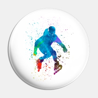 Man roller skater inline in watercolor Pin