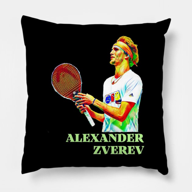 Alexander Zverev Pillow by BorodinaAlen