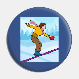 Skier Snow Mountains Extreme Sport Pin