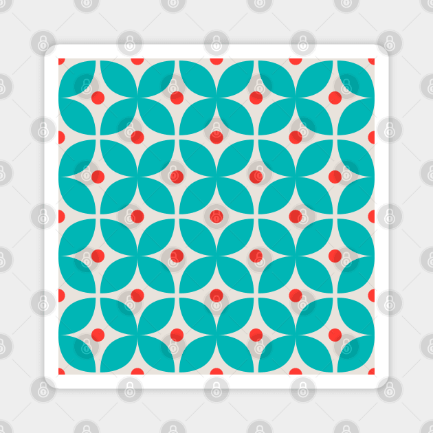 Geometric Pattern: Stylised Flower: Blue Magnet by Red Wolf