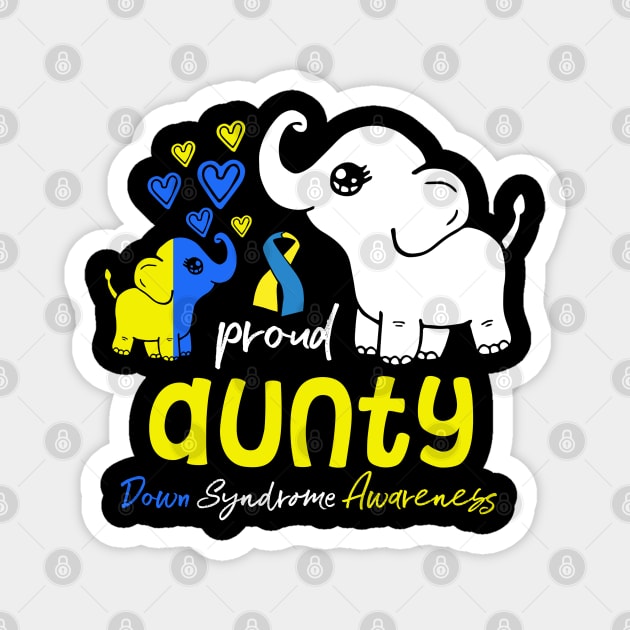 Proud Aunty Down Syndrome Awareness Blue Yellow Ribbon Magnet by FamiStore