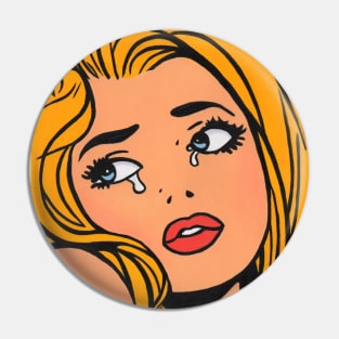 Pop Art crying girl 4 T-Shirt Pin